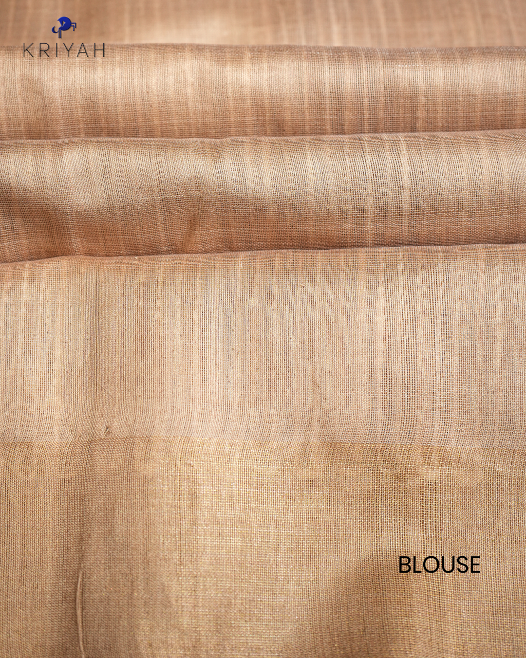 TUSSER SAREE WITH DENSE STRIPES & GOLD BORDER - GOLDEN BEIGE