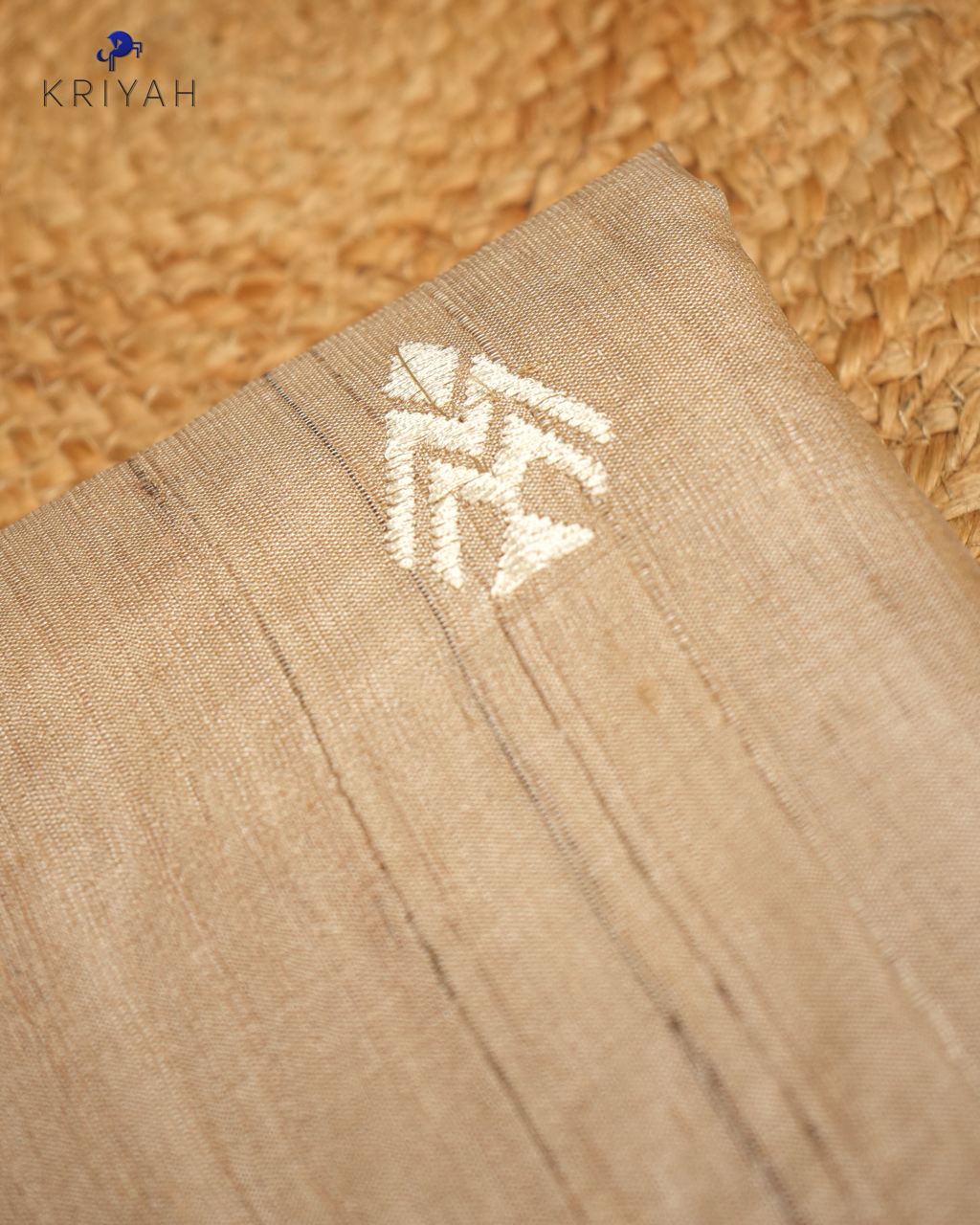TUSSER SAREE WITH TRIBAL EMBROIDERY - IVORY