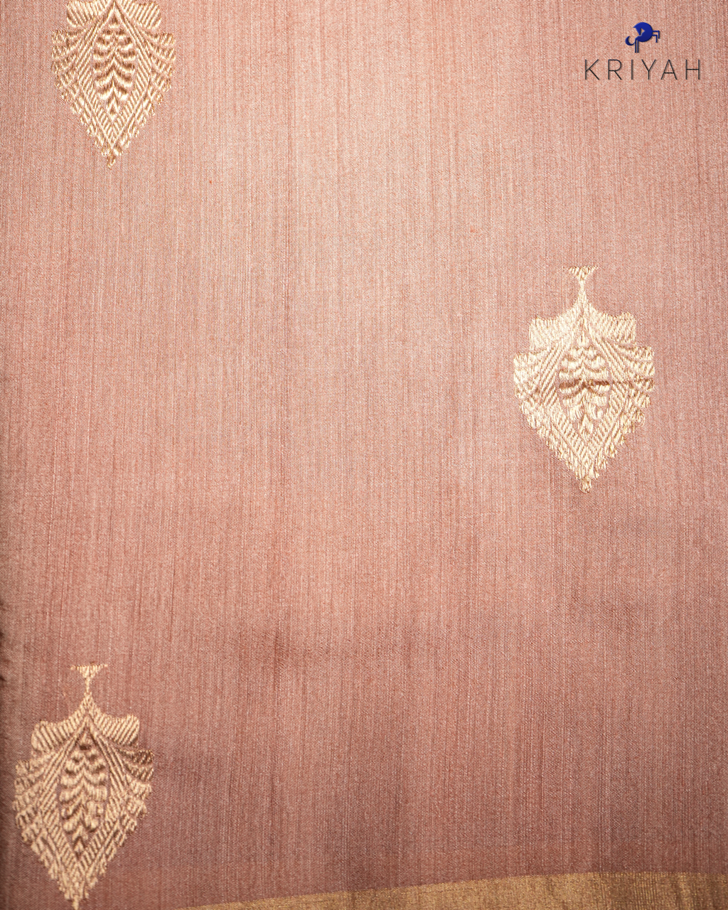 TUSSER SAREE WITH ZARI BOOTAS - PEACH