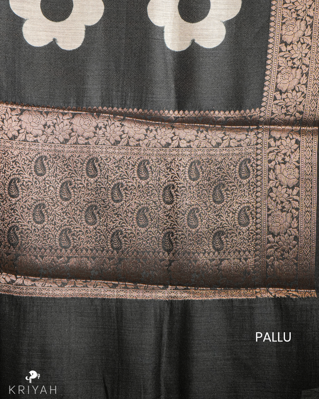 MUNGA TUSSER SAREE - BLACK