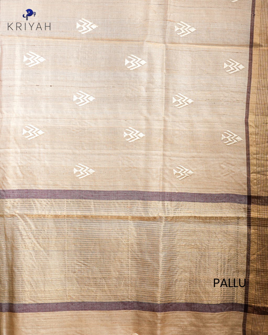 TUSSER SAREE WITH TRIBAL EMBROIDERY - IVORY