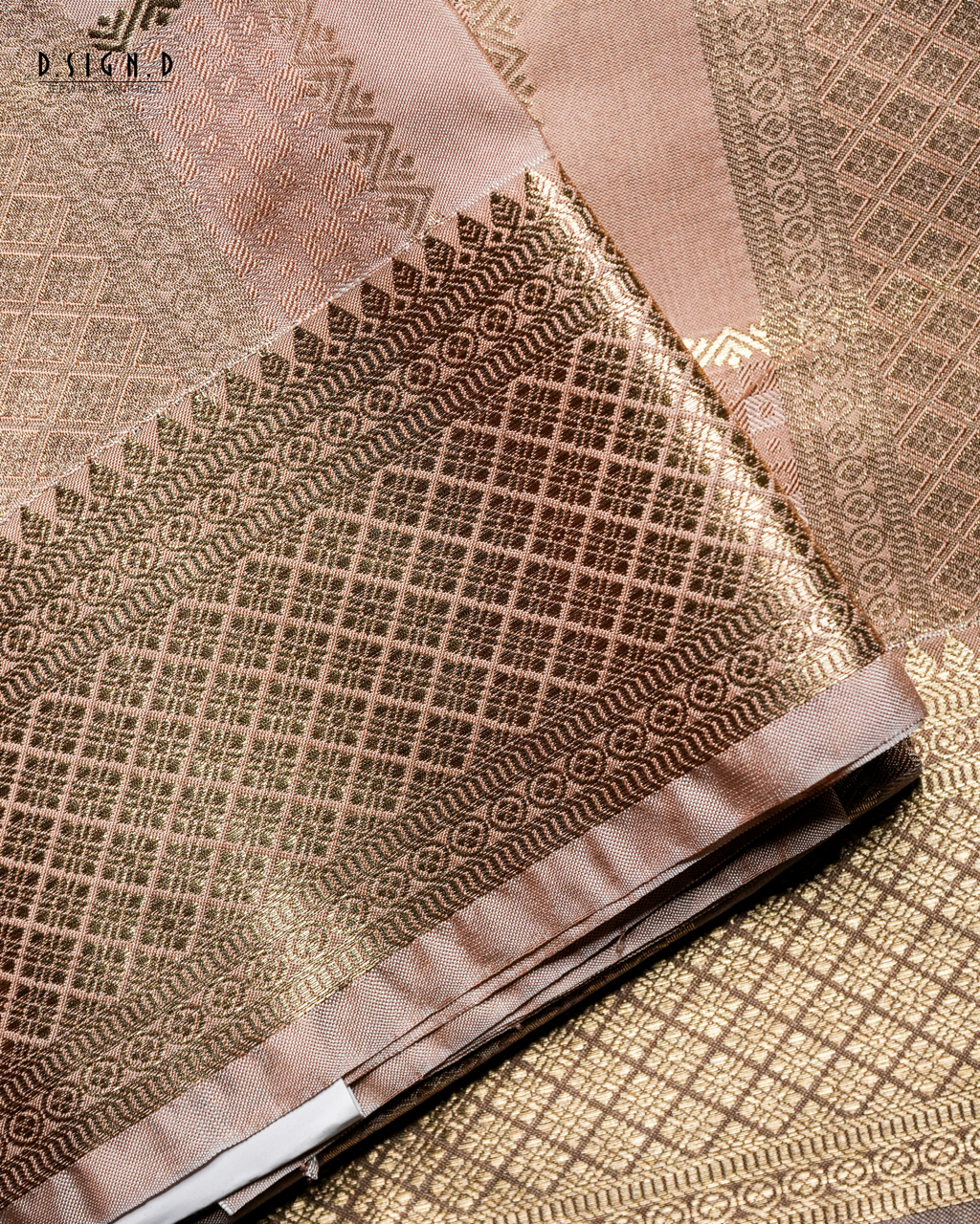 ROSE GOLD SIRU KATTAM SOFT SILK DHOTI SET WITH CHECKS SHIRT