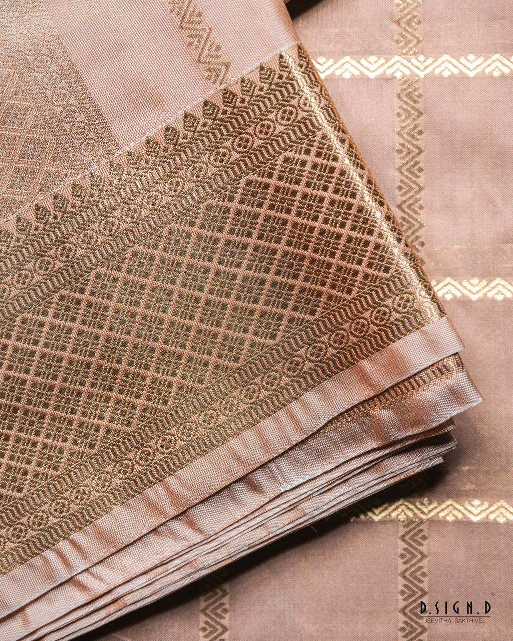 ROSE GOLD KATTAM SOFT SILK DHOTI SET WITH CHECK SHIRT