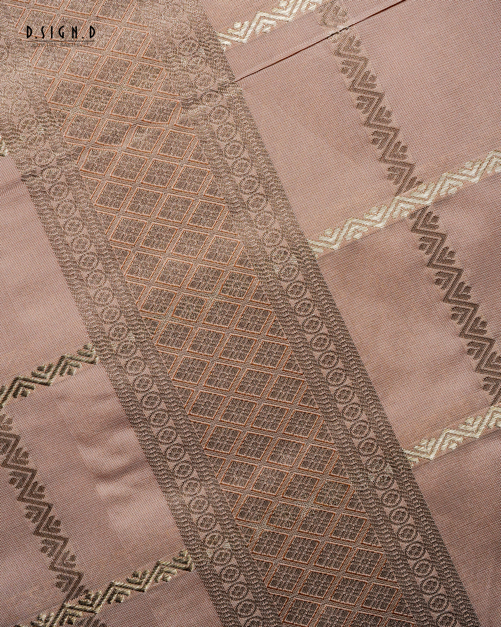 ROSE GOLD KATTAM SOFT SILK DHOTI SET WITH CHECK SHIRT