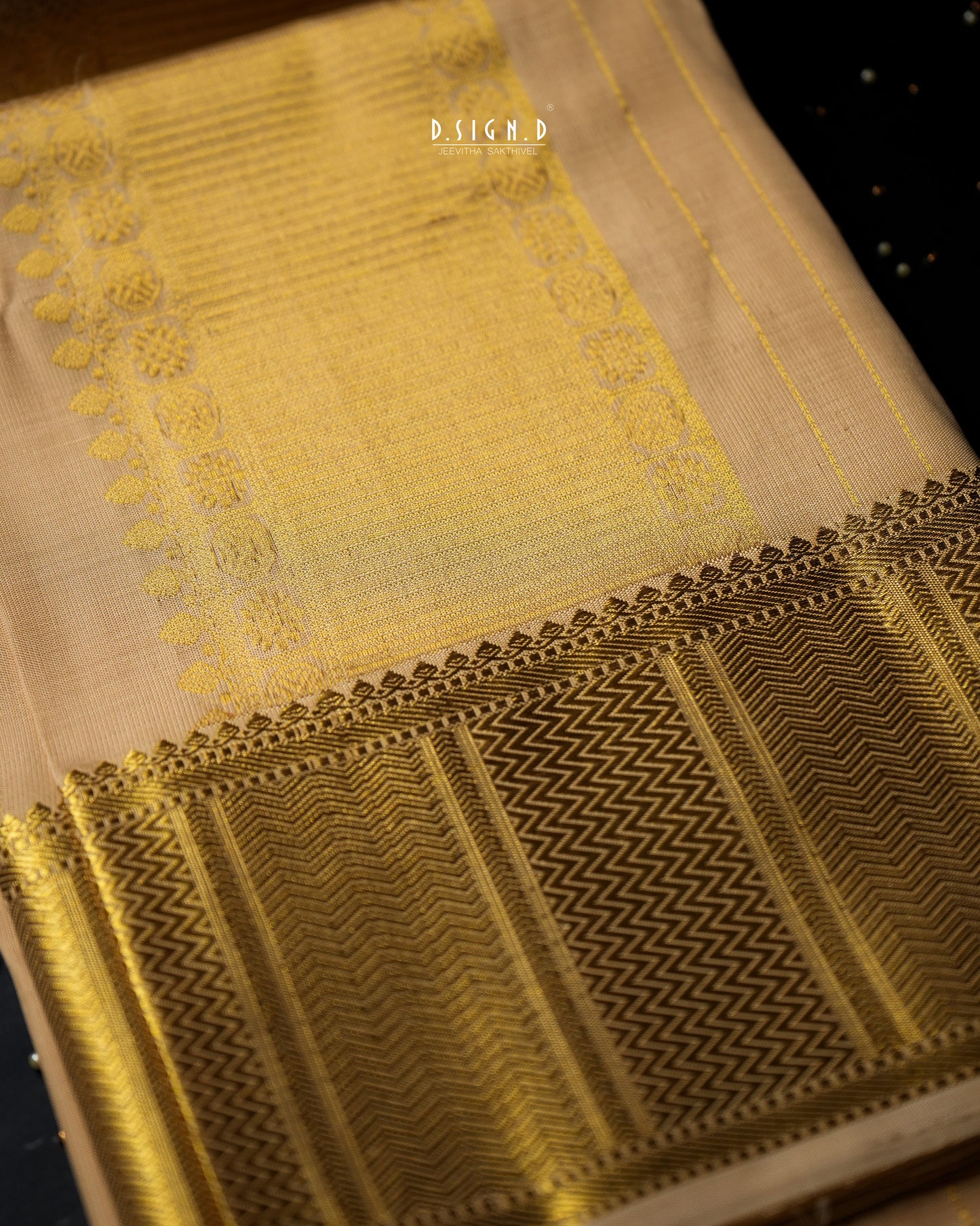 BLENDED SILK STRIPES HANDLOOM DHOTI - GOLD