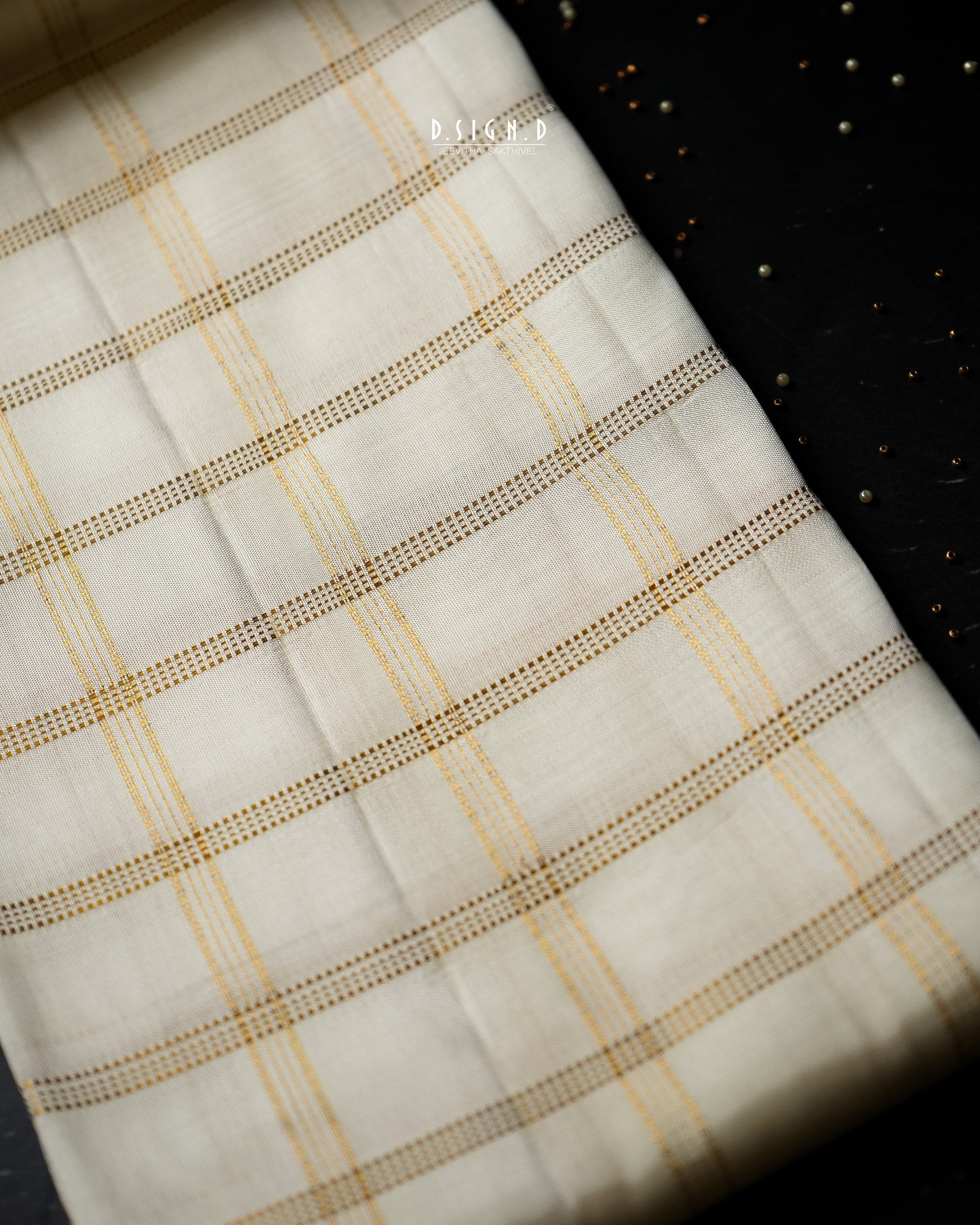 BLENDED SILK CHECKS HANDLOOM DHOTI - WHITE
