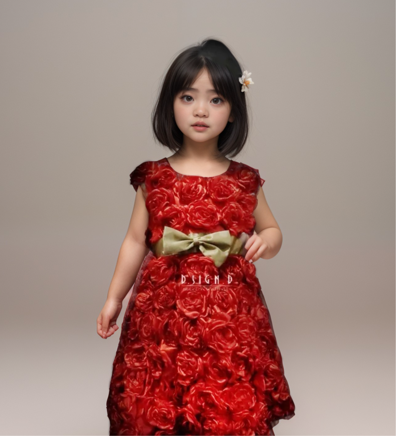 Red 3D rose gown