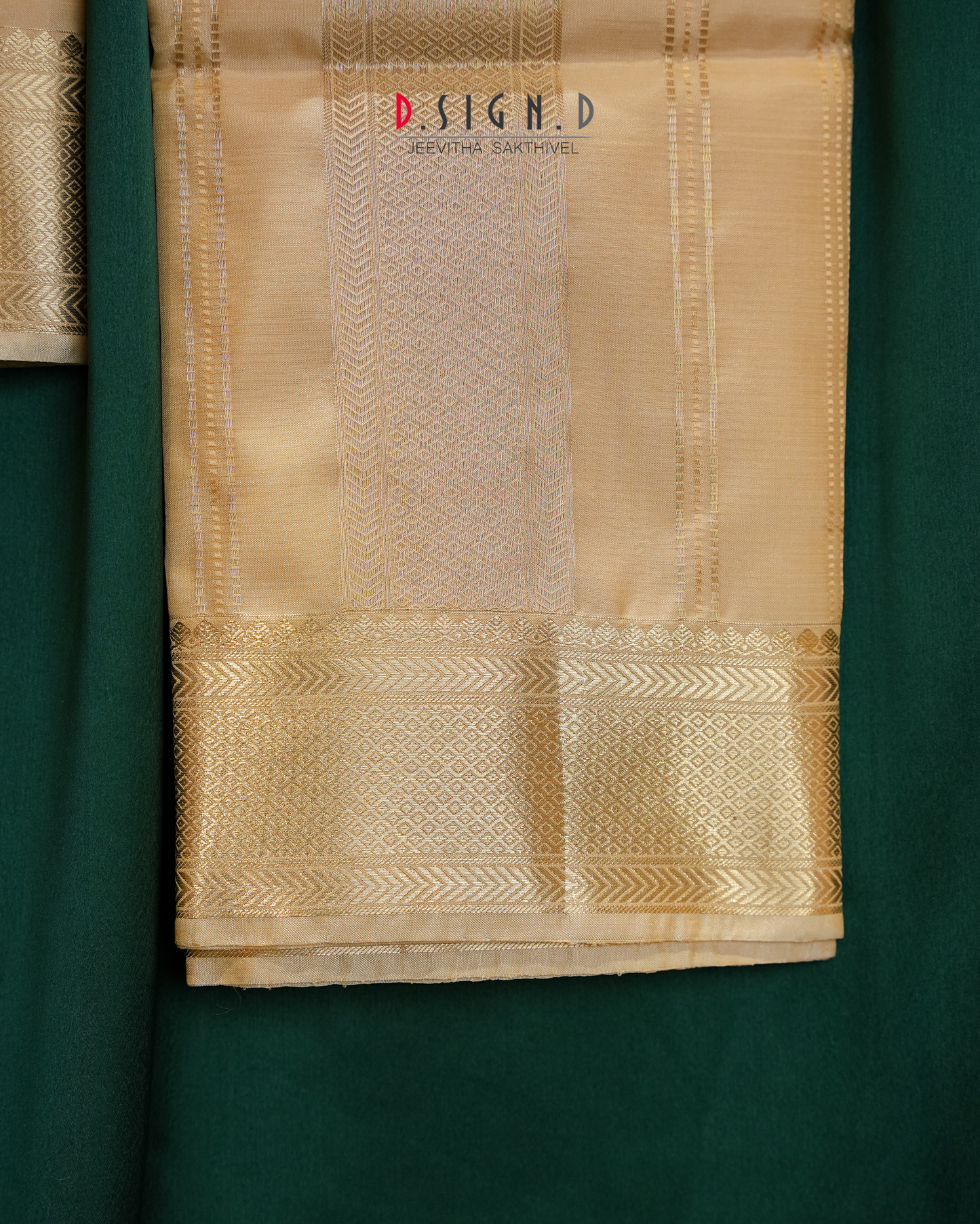 Vastra Gold Pin Stripes Fine silk dhoti Set - Bridal