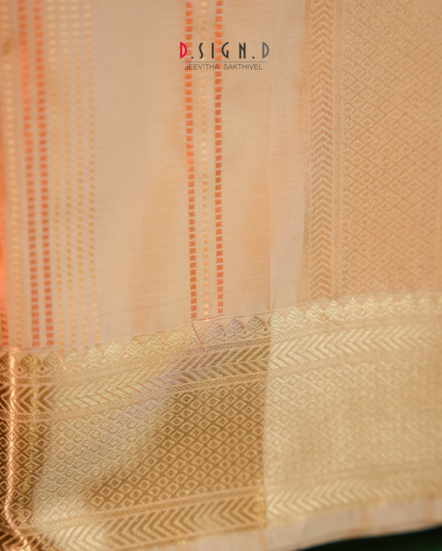 Vastra Copper Pin Stripes Fine silk dhoti Set - Bridal