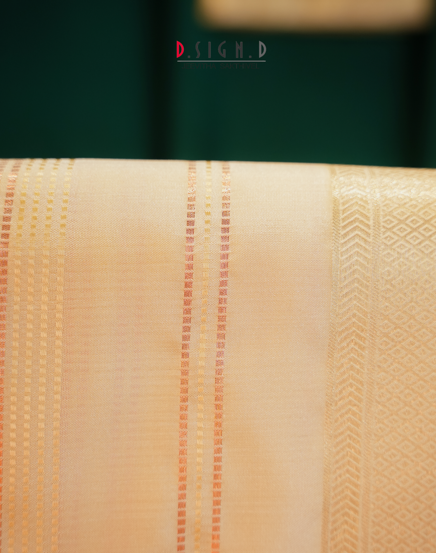 Vastra Copper Pin Stripes Fine silk dhoti Set - Bridal