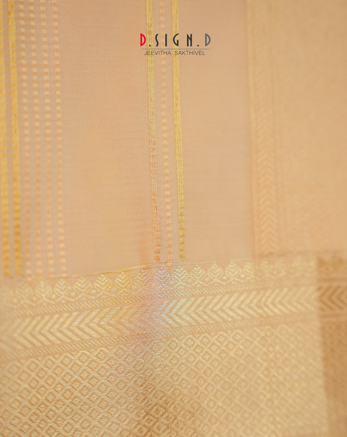 Vastra Yellow gold Pin Stripes Fine silk dhoti Set - Bridal