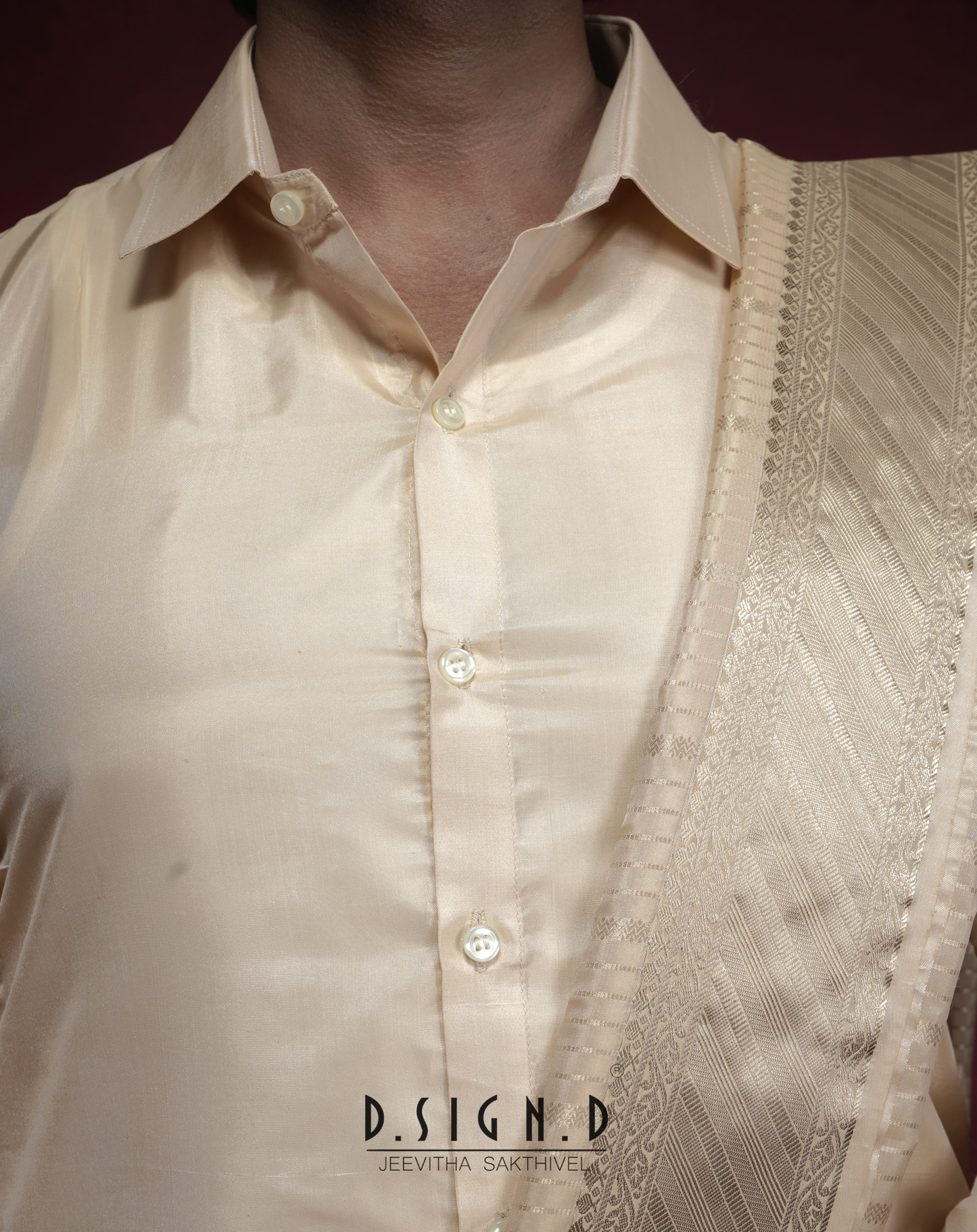 Parampara - Gold fine silk Bridal dhoti set