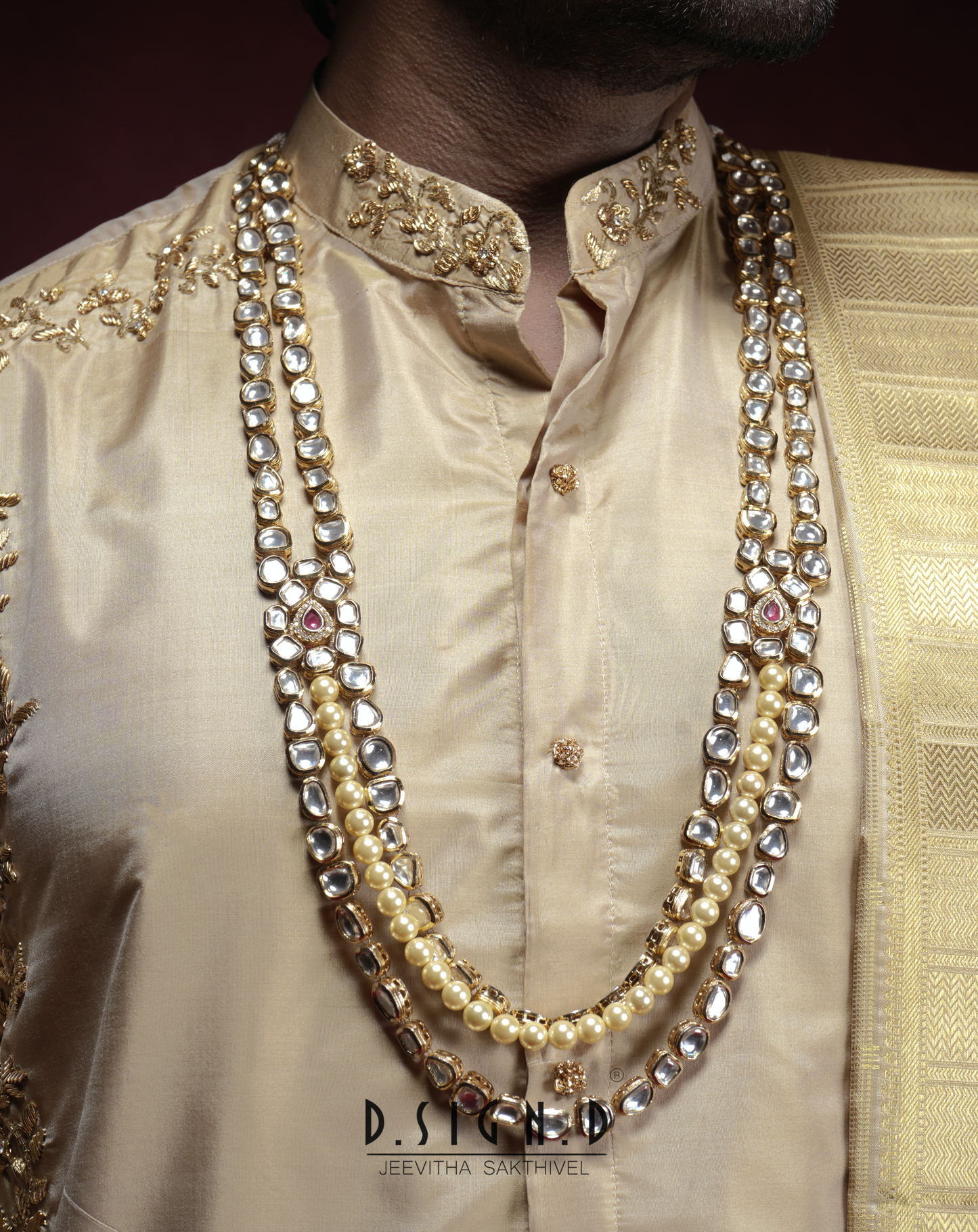 Gold Embroidered Muhurtham Silk Shirt