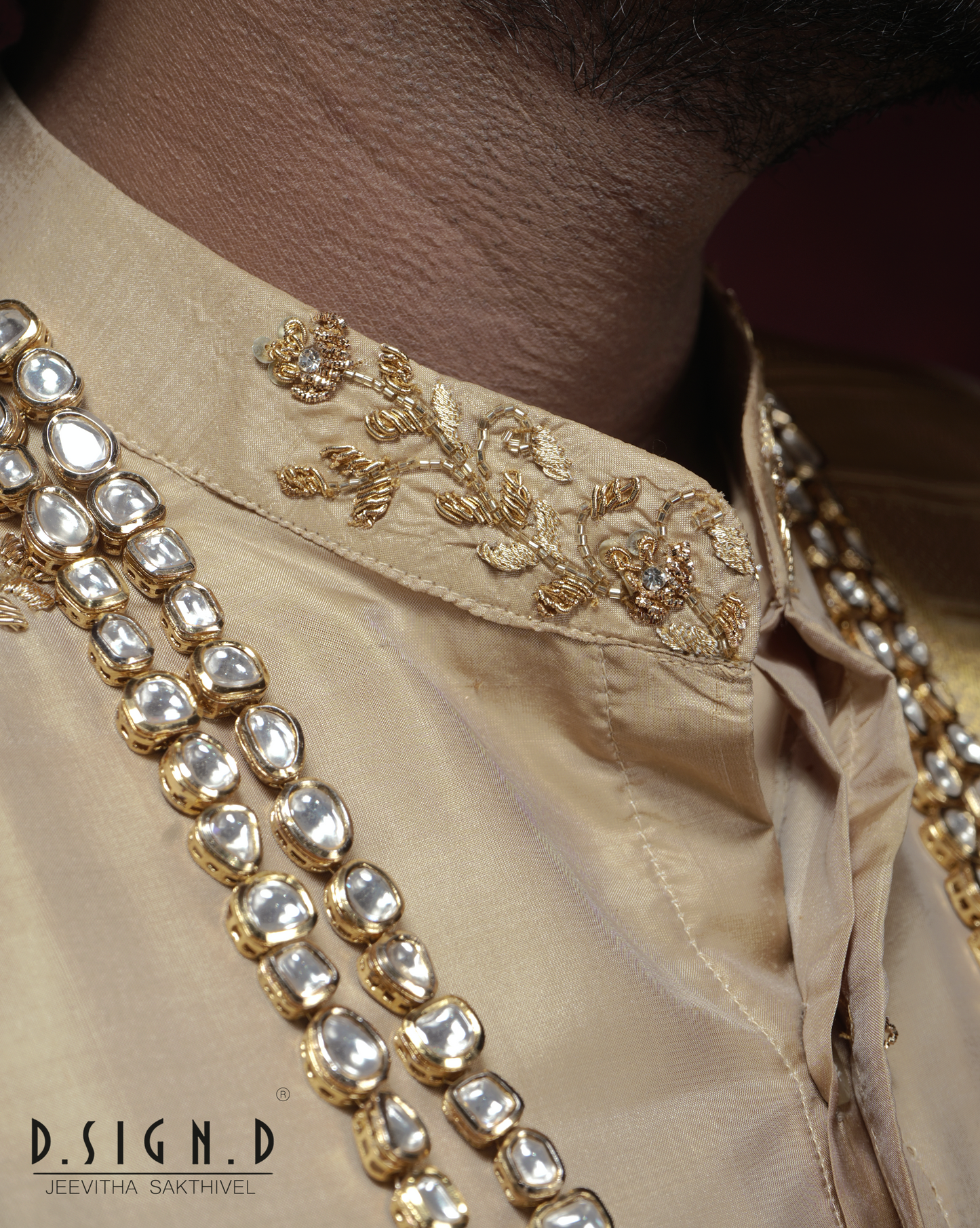 Gold Embroidered Muhurtham Silk Shirt