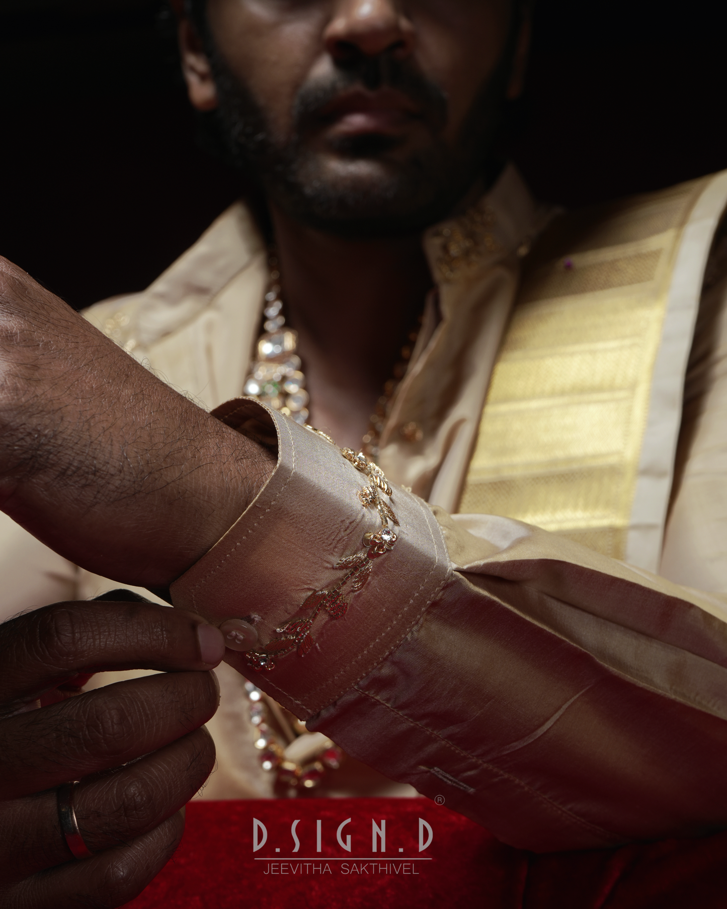 Handwoven Gold Pure Silk Checked Dhoti Set