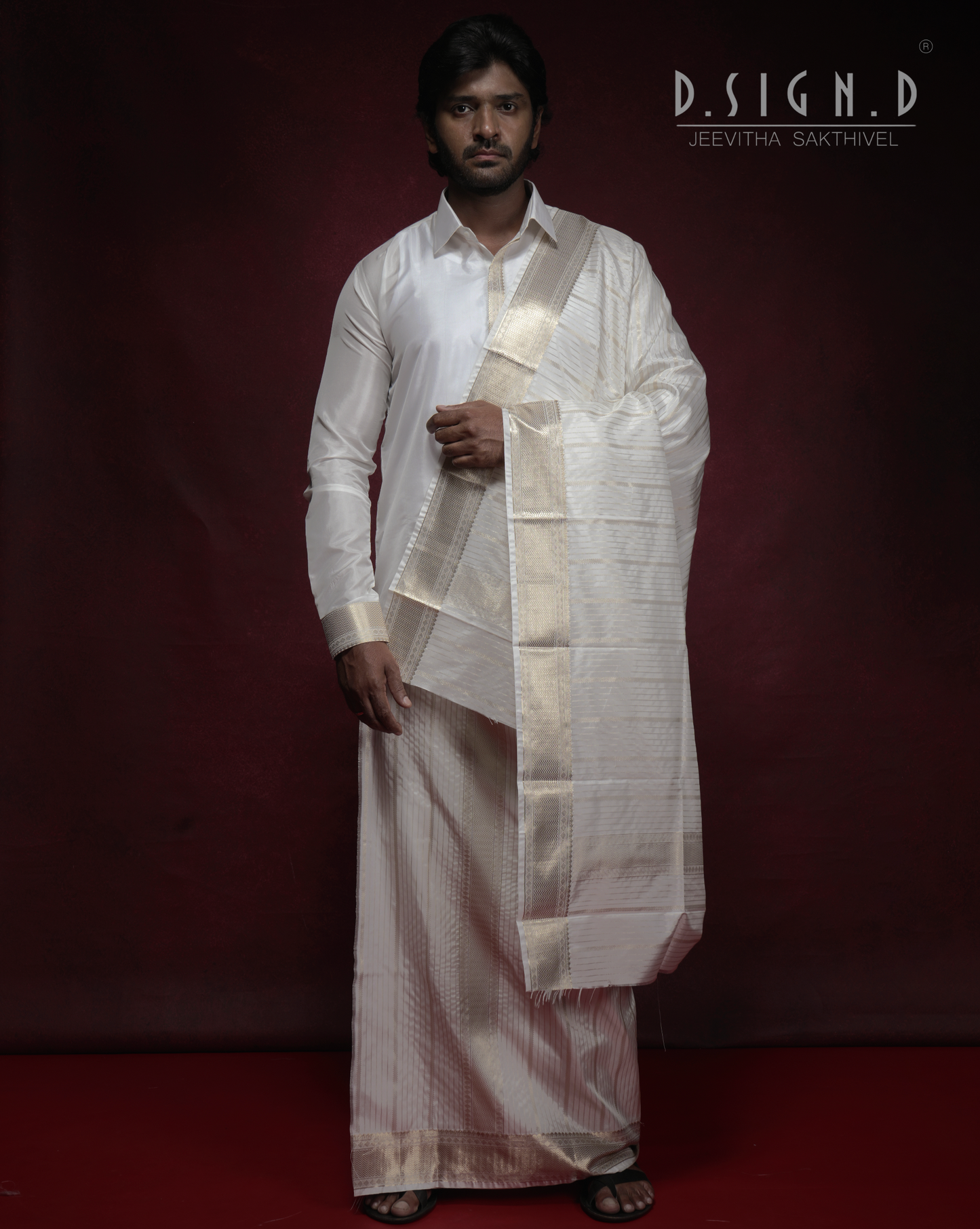 White Fine silk dhoti Set - Bridal