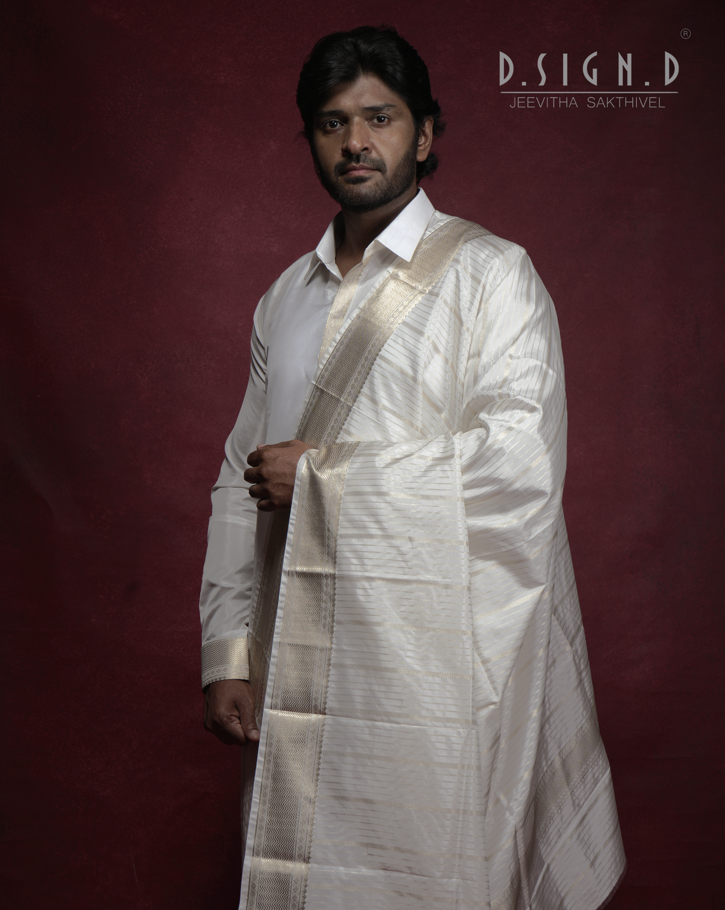 White Fine silk dhoti Set - Bridal