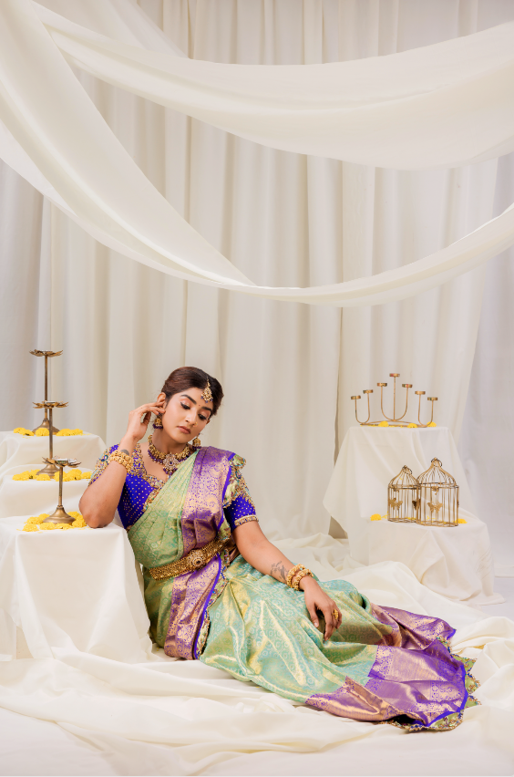 Blue Paithani Kanjeevaram embroidered silk saree