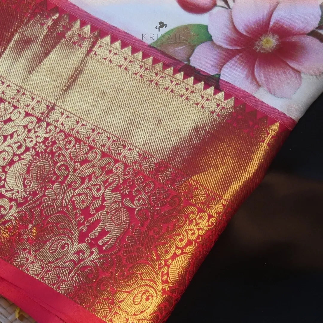Floral Printed Kanjeevaram Silk Saree