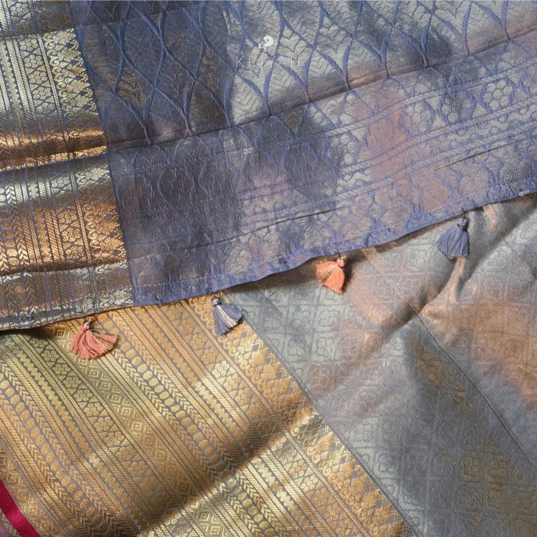 Embroidered Tussar Silk Saree