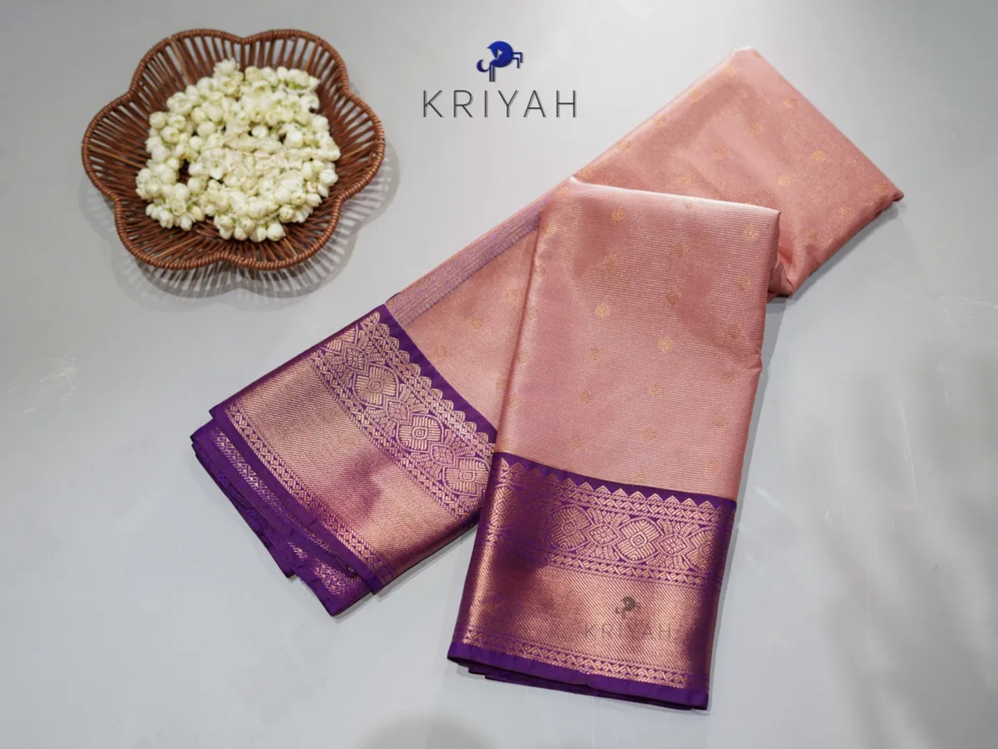 Salmon Peach vaira oosi saree