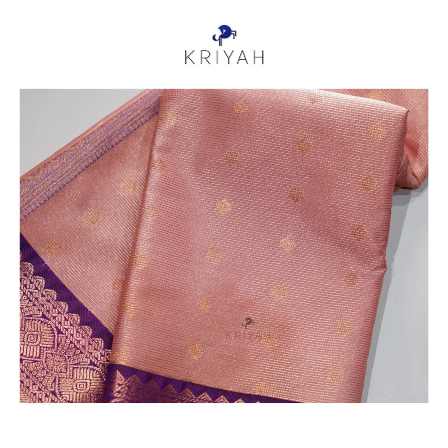 Salmon Peach vaira oosi saree