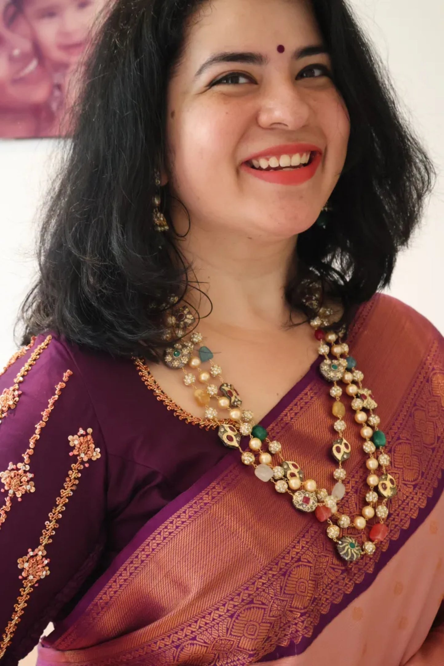 Salmon Peach vaira oosi saree