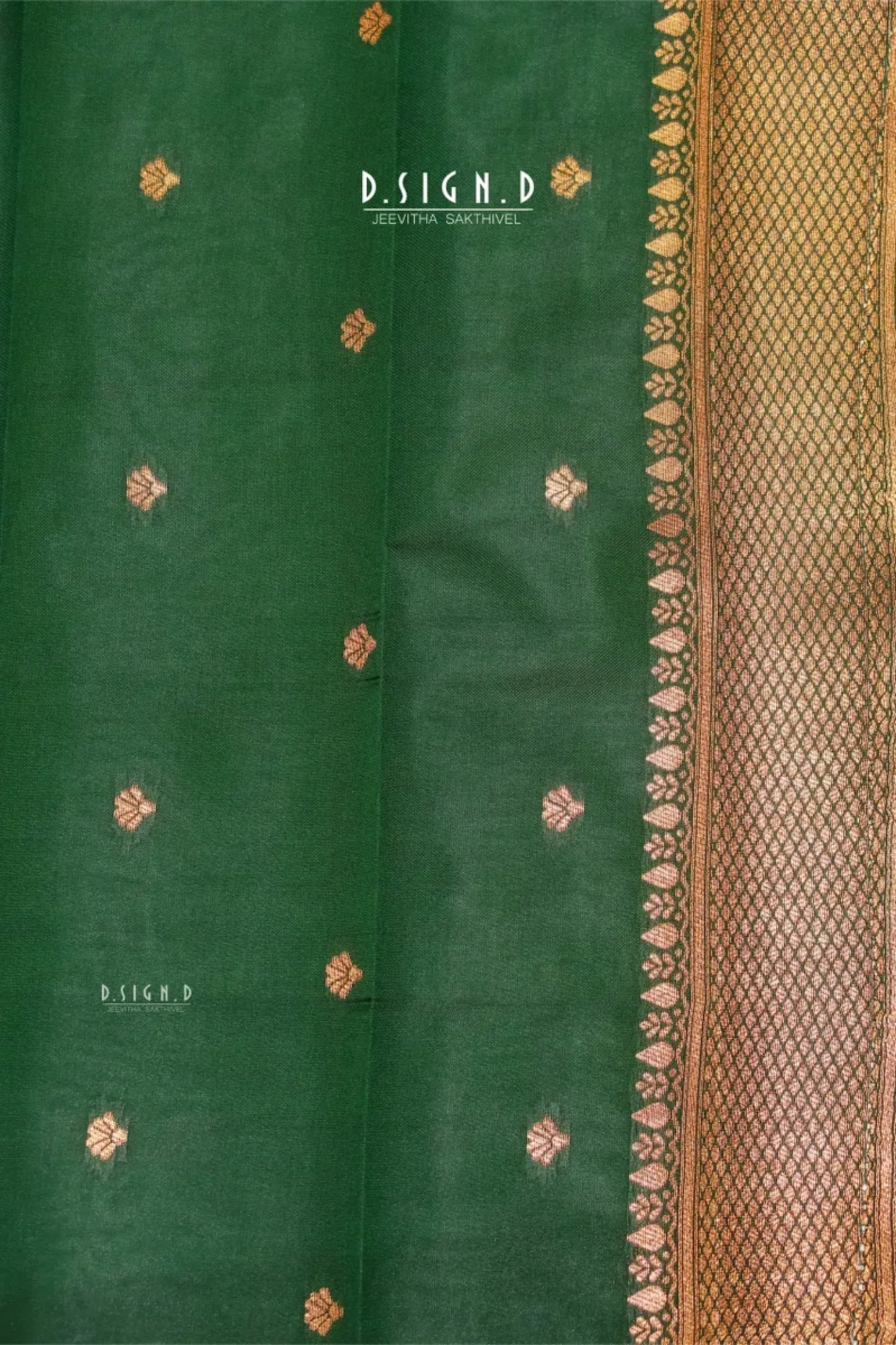 GREEN CHAKRA MOTIF SEMI SILK SAREE