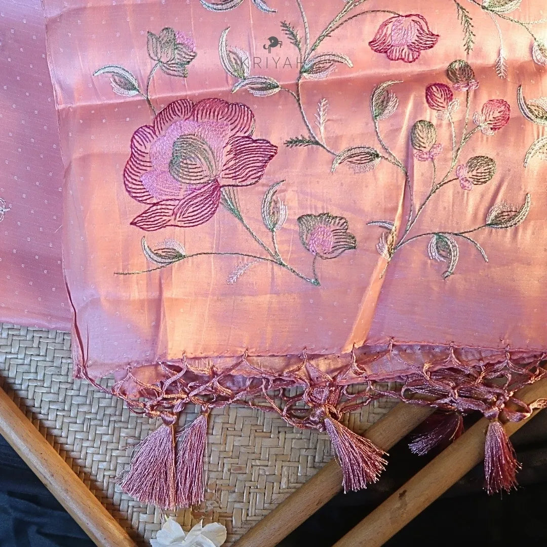 Semi Tussar embroidered Saree