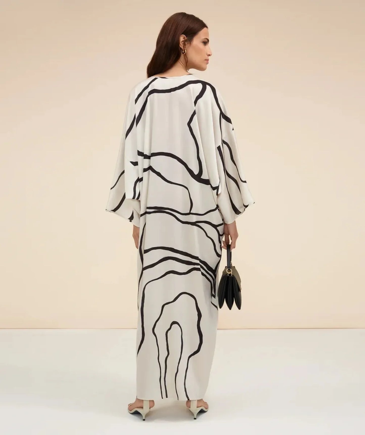Black and white stripe kaftan set