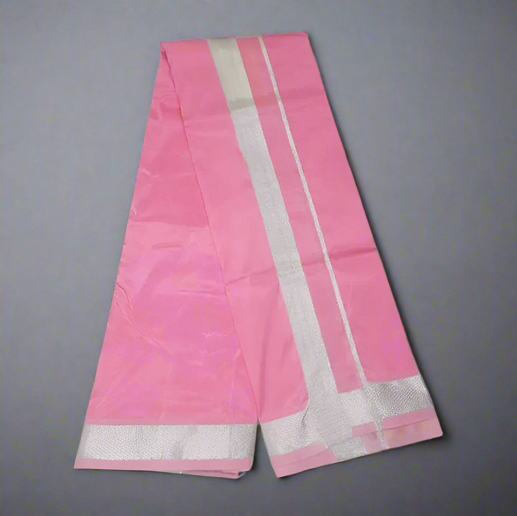 Pink Semi silk dhoti & Shirt ( unstitched)