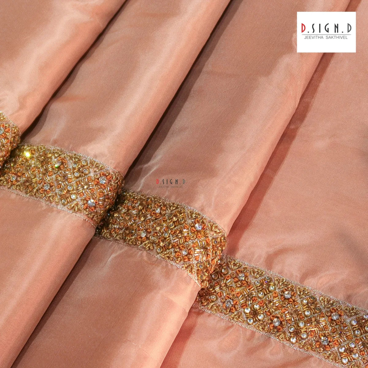 Embroidered Baby Pink Semi silk dhoti