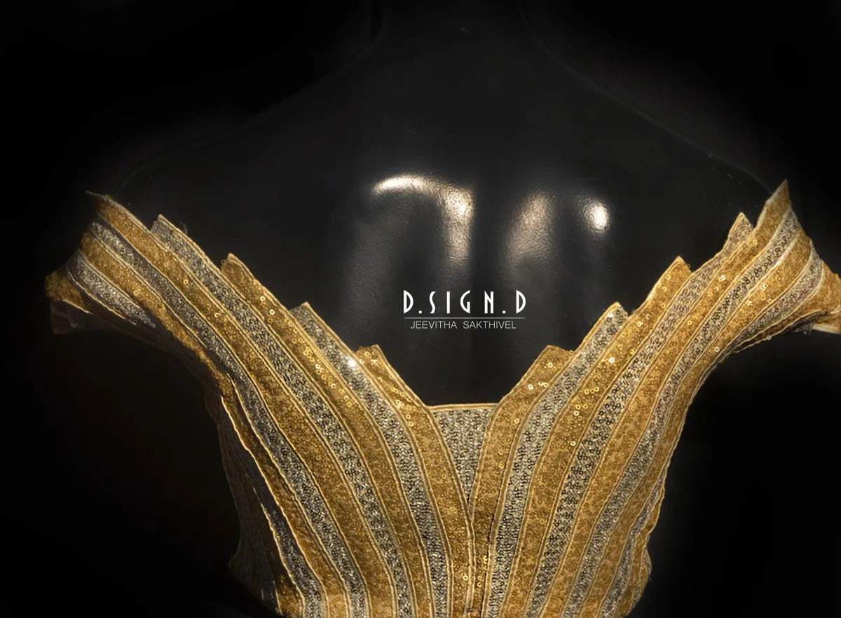 Gold Sequin Off-shoulder Blouse