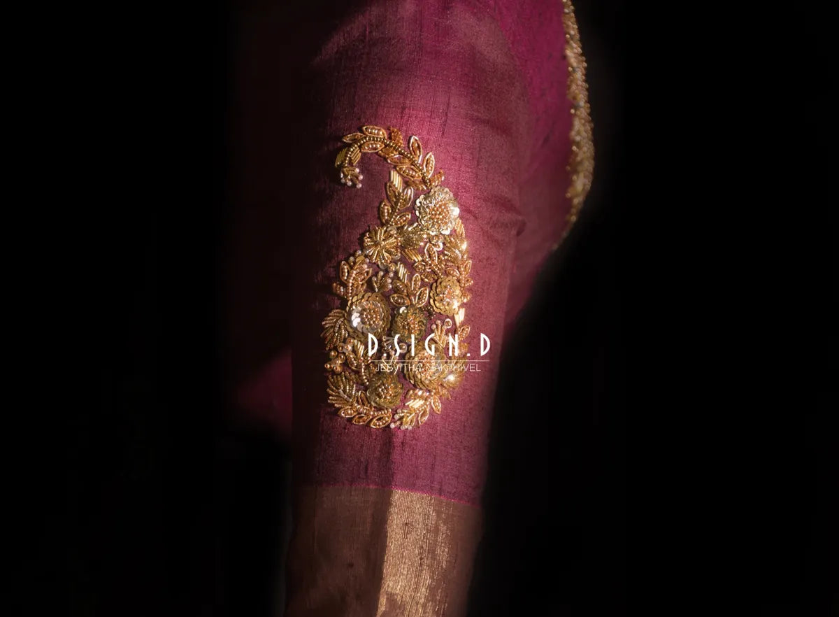 Burgundy raw silk Blouse