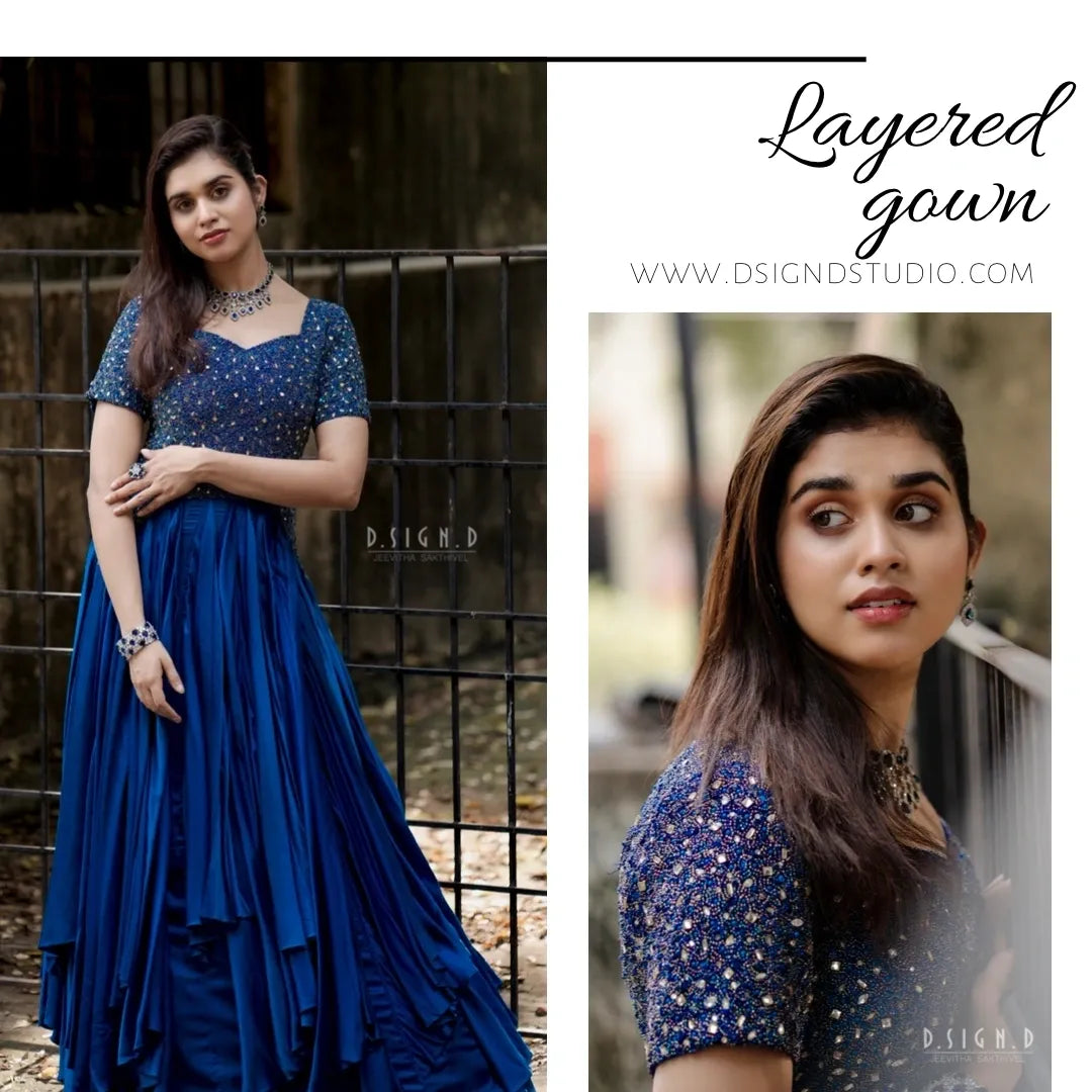 Blue layered gown