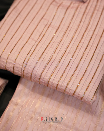 Rose Gold Embroidered fine Silk Shirt
