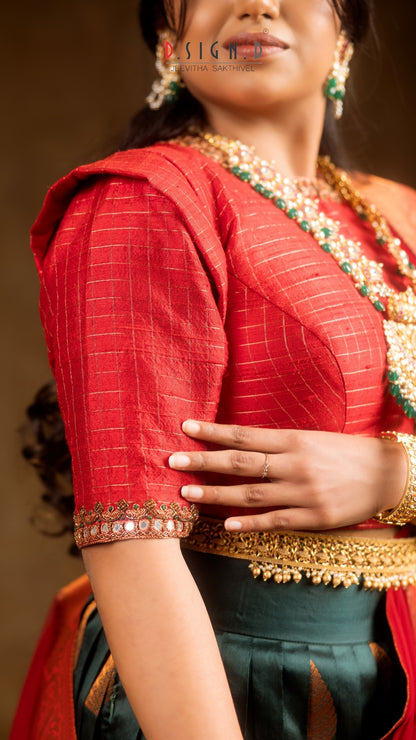 Red Fine Silk Half Saree