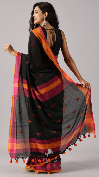 Avira - Black Mul Saree