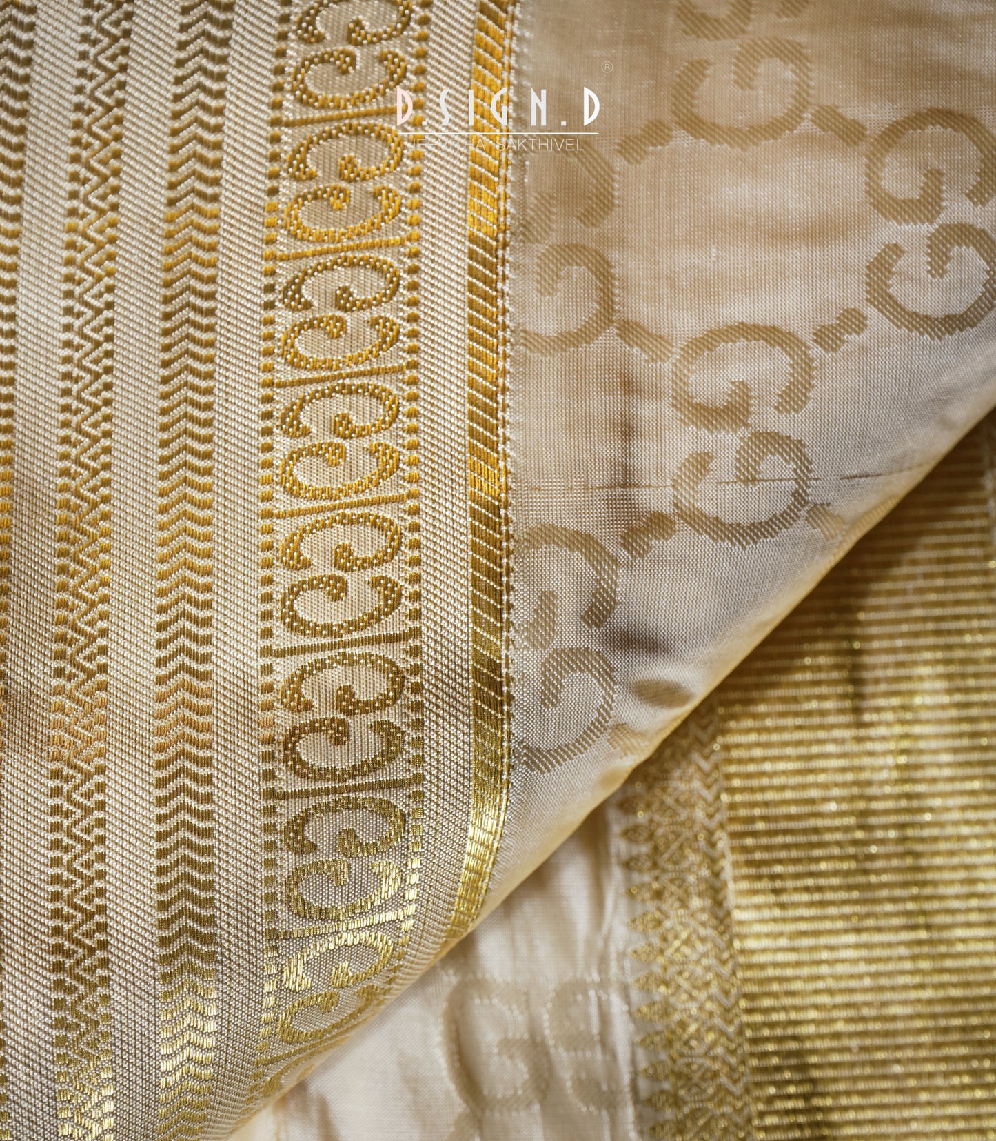 Desi Luxe designer silk dhoti- Cream