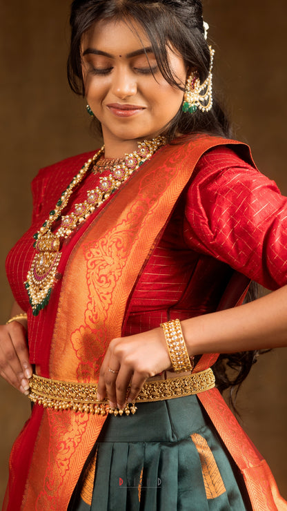 Red Fine Silk Half Saree