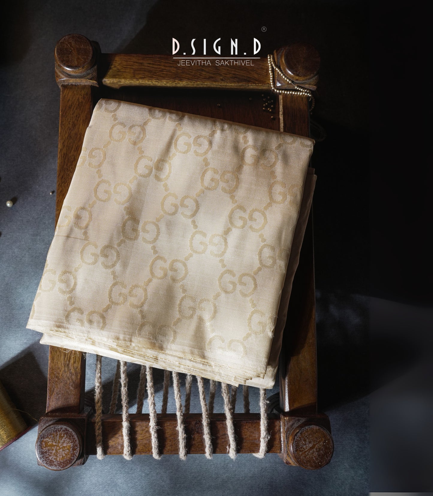 Desi Luxe designer silk dhoti- Cream