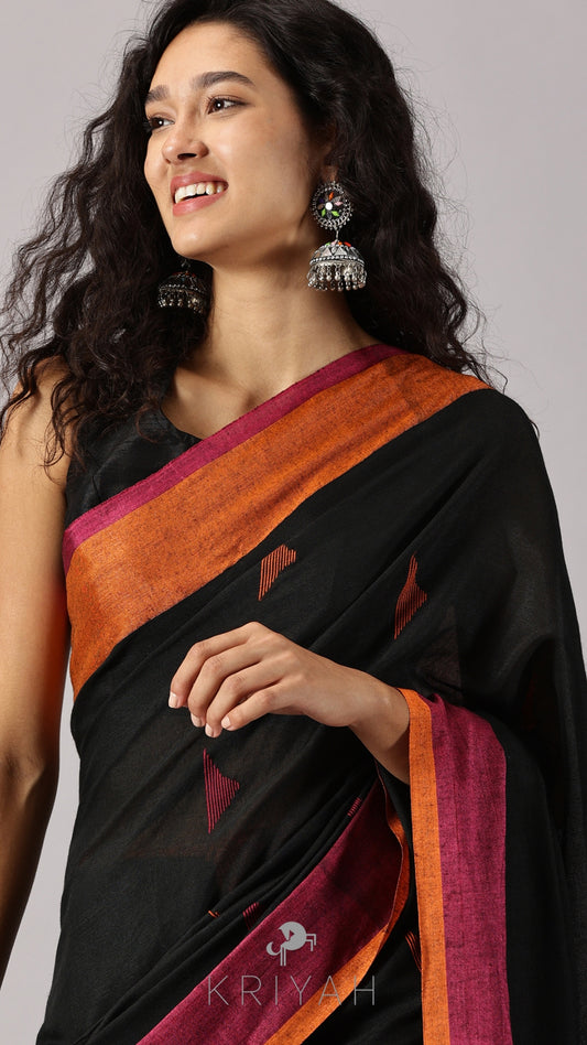 Avira - Black Mul Saree