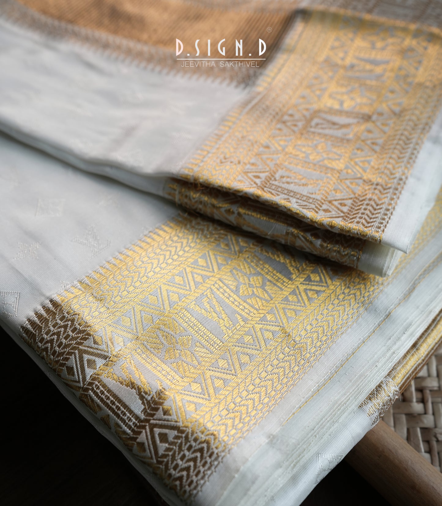 Desi Luxe designer silk dhoti- White