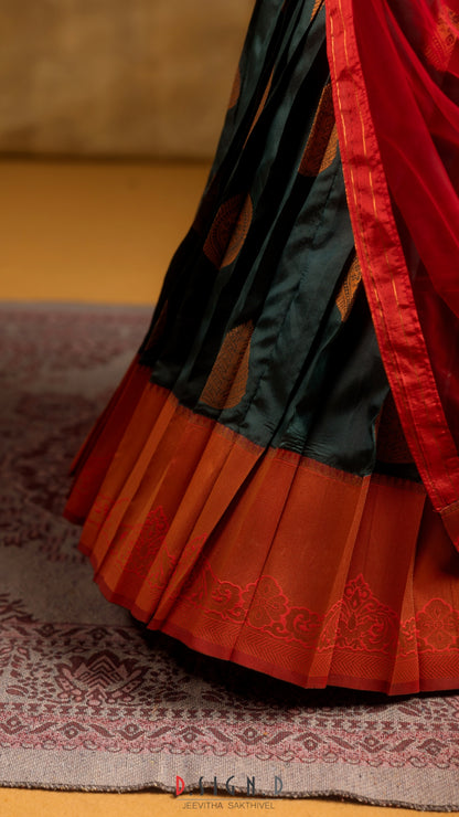 Red Fine Silk Half Saree