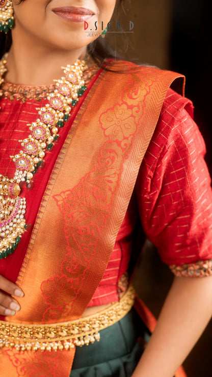 Red Fine Silk Half Saree