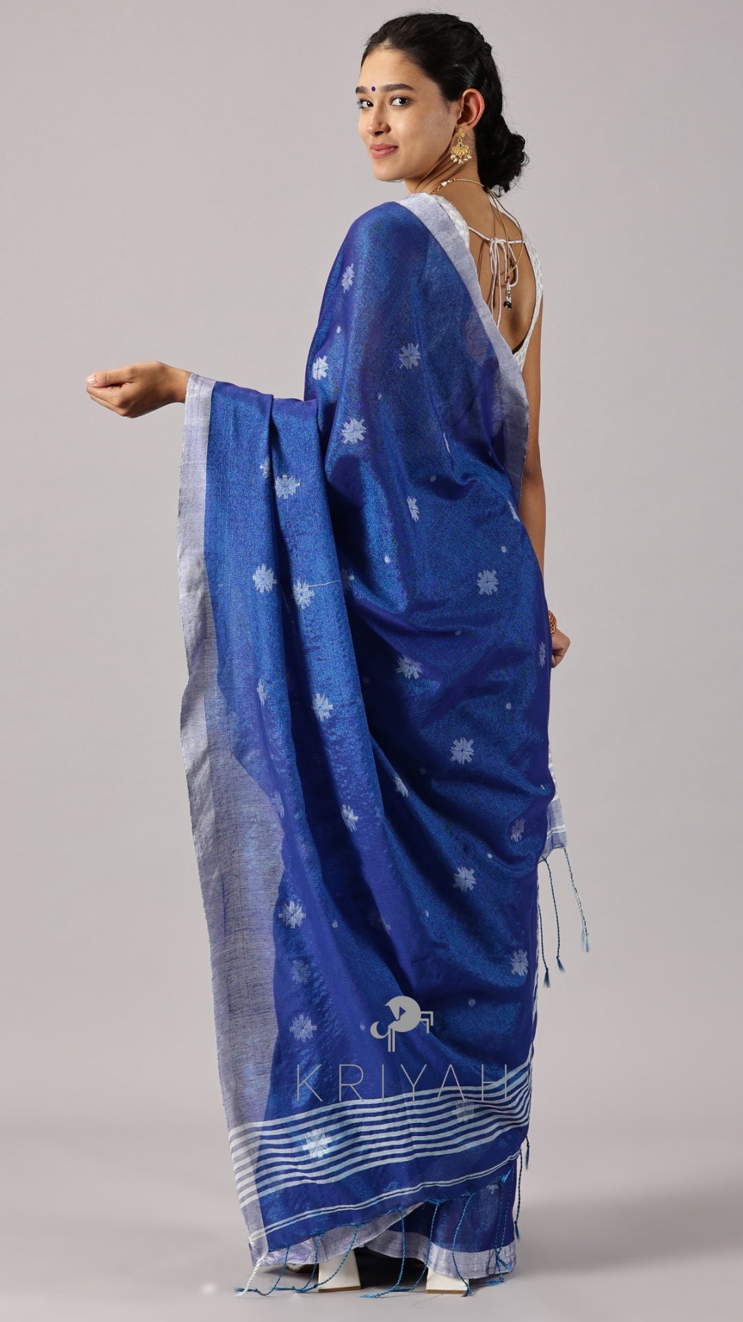 Blue Jamdhani Tissue Saree