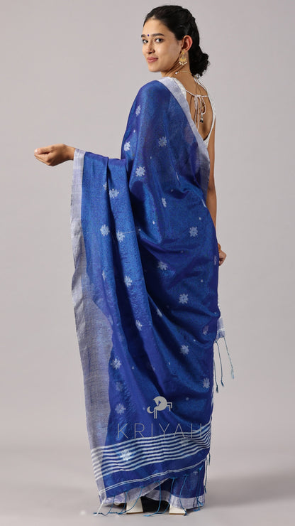 Blue Jamdhani Tissue Saree