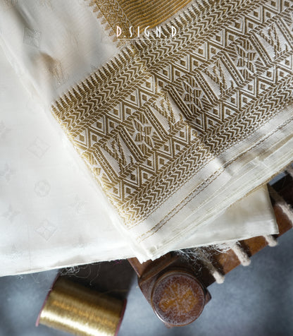 Desi Luxe designer silk dhoti- White