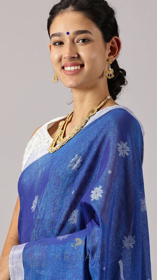 Blue Jamdhani Tissue Saree