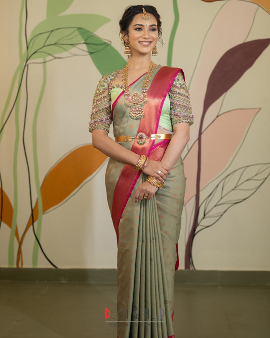 Sage Green Vaira Oosi saree